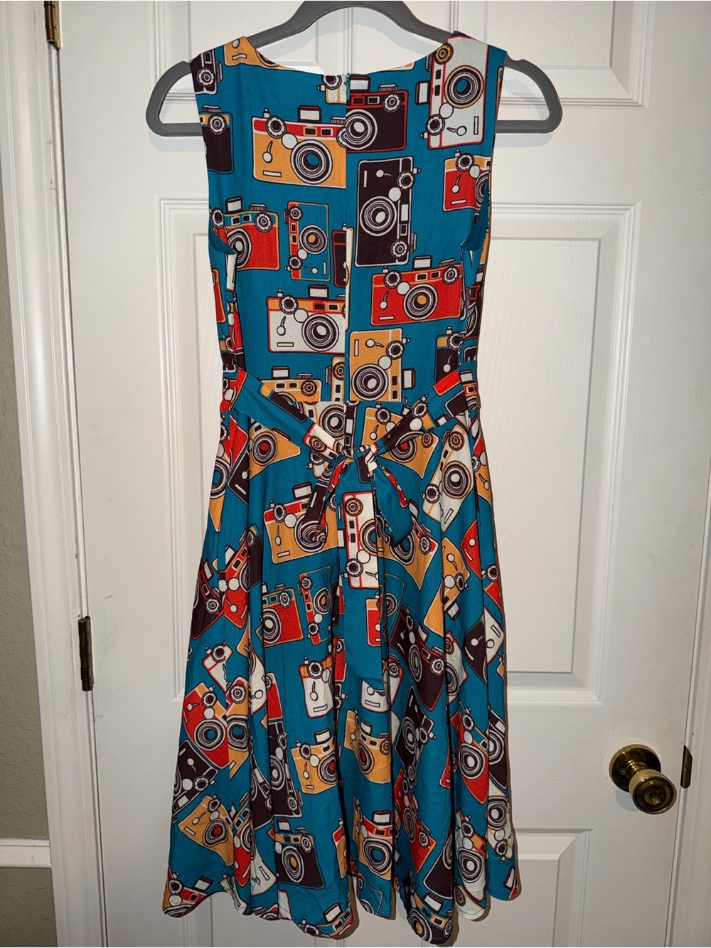 LA Soul Camera Print Teal A-Line Midi Dress - Picture 5 of 8